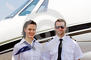 Pilot and stewardess ready for passengers