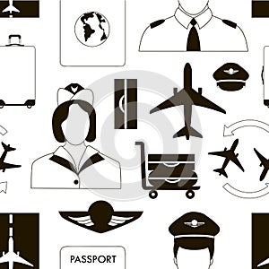 Pilot and stewardess at work