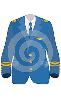 pilot uniform suit work clothes flat style vector illustration