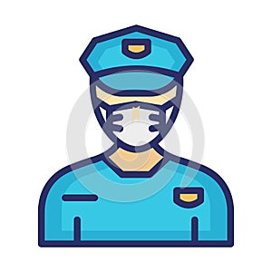 Pilot Wearing mask Vector Icon which can easily modify or edit photo