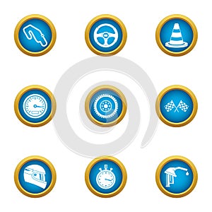 Pilotage icons set, flat style photo