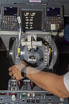 Piloting an airplane