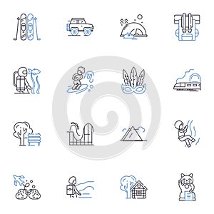 Piloting line icons collection. Aviation, Flight, Navigation, Altitude, Aircraft, Cockpit, Glide vector and linear