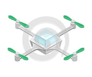 Pilotless Drone as Aerial Vehicle with Remote Control Isometric Vector Illustration