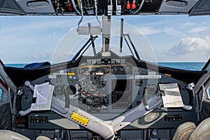 Pilots cabin in the seaplane