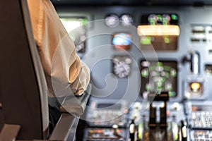 Pilots in a cockpit of an airplane