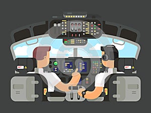 Pilots in cockpit flat design