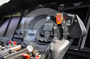 The pilots' control panel inside a passenger airplane, Control panel of airplane