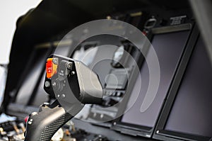 The pilots' control panel inside a passenger airplane, Control panel of airplane