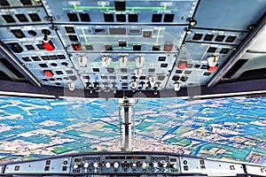 Pilots in the plane cockpit