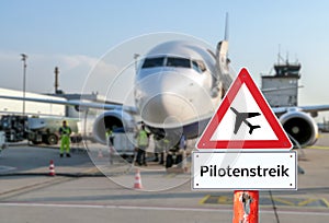 Pilots` strike Germany sign shield