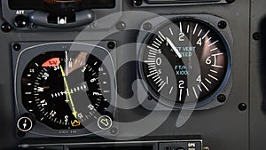 Pilots view in an airplane cockpit