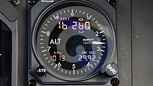 Pilots view in an airplane cockpit