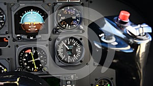 Pilots view in an airplane cockpit