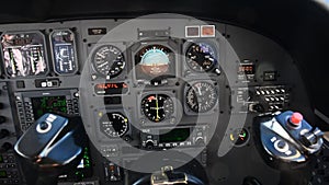 Pilots view in an airplane cockpit