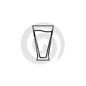 pilsner or beer glass icon with full filled with water on white background. simple, line, silhouette and clean style