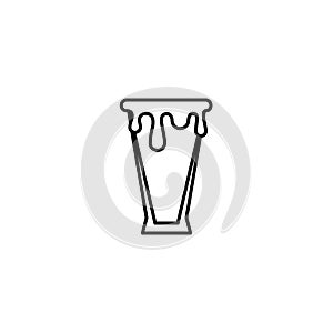 pilsner or beer glass icon with overfilled with water on white background. simple, line, silhouette and clean style