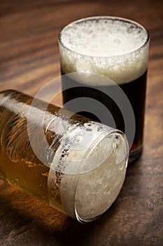 Pilsner and beer jelly dessert in glass at restaurant