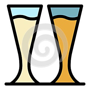 Pilsner glasses icon color outline vector