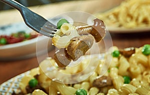 Pimiento Mac With Wild Mushrooms And Peas photo