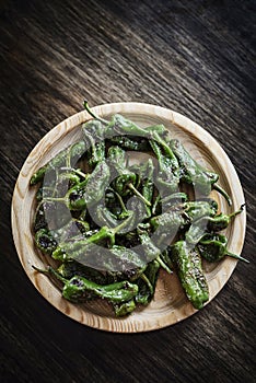 Pimientos padron grilled green peppers spanish tapas snack photo