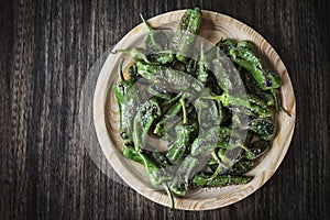 Pimientos padron grilled green peppers spanish tapas snack photo