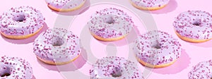 Pimk donuts on pink background