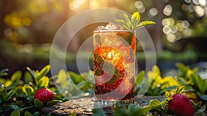 Pimms Cup in an English country garden