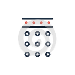 The pin code icon. Password and unlock access, identification. Line art vector