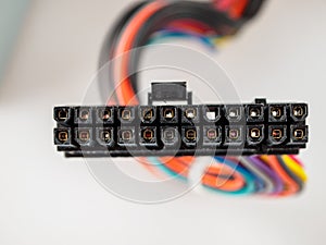 24 pin connector of the electrical power connection cable from the mains power supply to the computer motherboard, ATX standard, 2