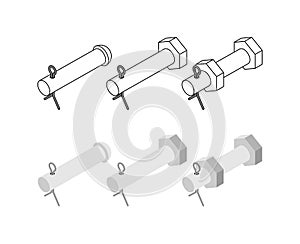 Pin with cotter pin set. Rigging connection