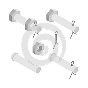 Pin with cotter pin set. Rigging connection