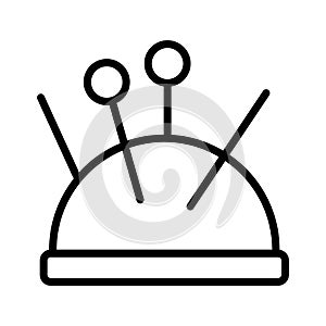 Pin cushion, needle, pin, sewing fully editable vector icon