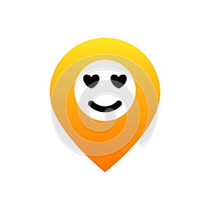 Pin Emoji in love. Emotion of happiness. pin location emotion