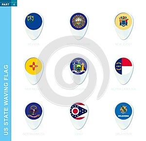 Pin flag set, map location icon in blue colors