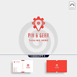 pin gear logo vector navigator simple icon symbol sign isolated