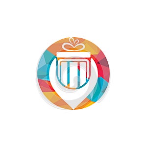 Pin gift vector logo design template.