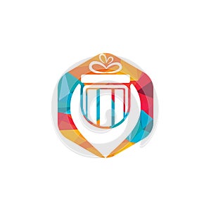 Pin gift vector logo design template.