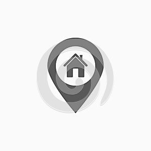 Pin home icon, map, GPS, place