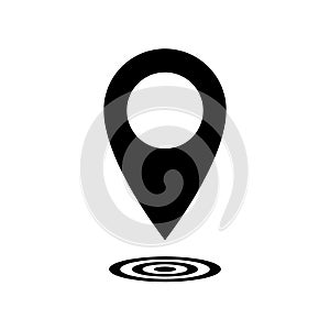 Pin icon. Location map. Pointer vector. Gps points navigation. Mark pinpoint. Marker rounded point arrow. Position here sign. Plac