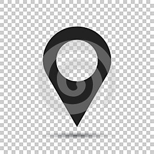 Pin icon vector. Location sign in flat style isolated on isolate
