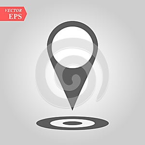 Pin icon vector. Location sign Isolated on white background. Navigation map, gps, direction, place, compass, contact, search conce photo