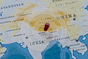 A pin on kathmandu, nepal in the world map