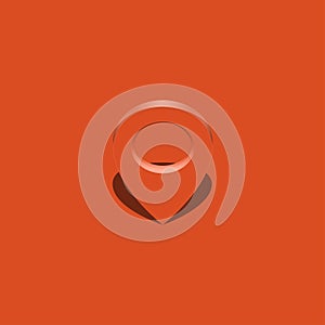 Pin location gps icon with shadow and glow. isometric marker red shape element. Map navigation place vector symbol. Position