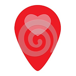 Pin location with heart icon on white background. flat style. map pointer with heart icon for your web site design, logo, app, UI