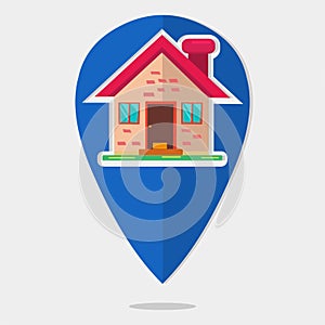 Pin location with house for real estate location concept vector illustration