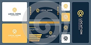pin logo, location and house logo. business card design