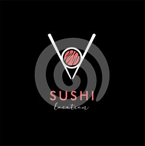 Pin map abstract sushi logo icon vector design. Location symbol