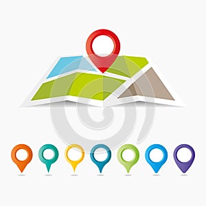 Pin on map, Colorful mapping pin icon, GPS. Vector Illustration