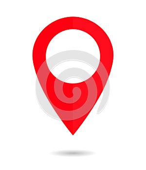 Pin of map. Icon of drop pin. Place of location. Red gps marker. Geo point for position and navigation. Pinpoint place on map.